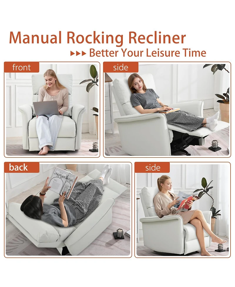 Streamdale Furniture Pu Leather Rocking Recliner Chair