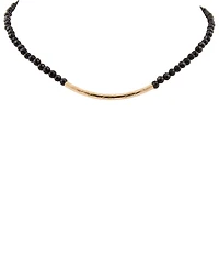 Barse Black Onyx Golden Bar Necklace