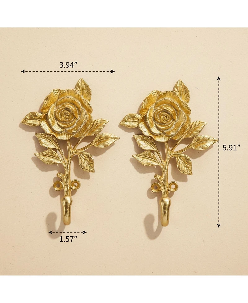 Yigii 2pcs 3D Flower Retro Wall Hooks Heavy Duty Coat Hat Hanger Home Decor