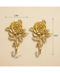 Yigii 2pcs 3D Flower Retro Wall Hooks Heavy Duty Coat Hat Hanger Home Decor