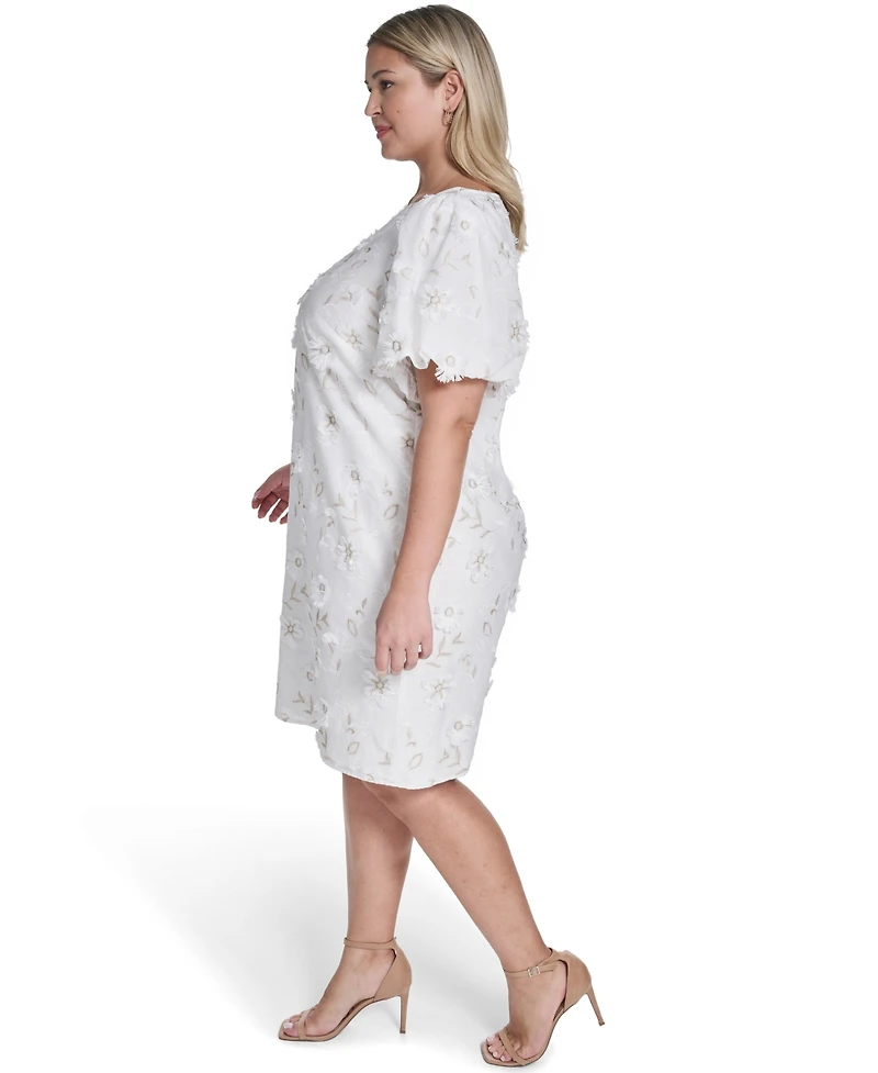Jessica Howard Plus Bubble Short-Sleeve Boat Neck Sheath Dress