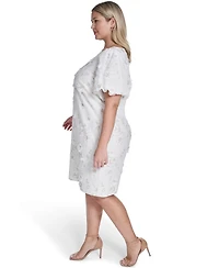 Jessica Howard Plus Bubble Short-Sleeve Boat Neck Sheath Dress