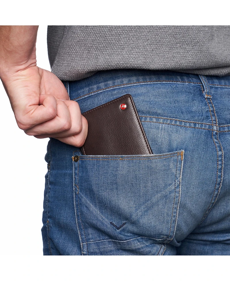 Alpine Swiss Mens Genuine Leather Passcase Bifold Wallet Rfid Safe 2 Id Windows
