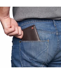 Alpine Swiss Mens Genuine Leather Passcase Bifold Wallet Rfid Safe 2 Id Windows