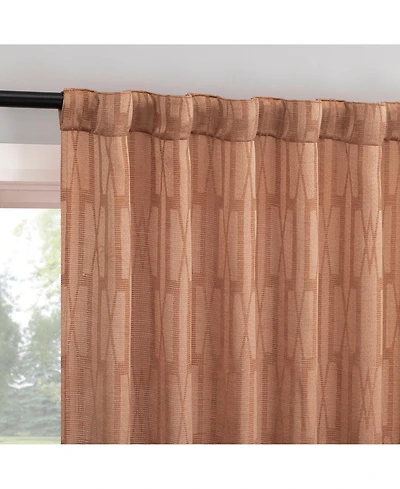No. 918 Dover Tonal Geometric Semi-Sheer Back Tab Curtain Panel