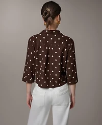 Donna Karan Weekend Women's Printed Collared Neck Blouse