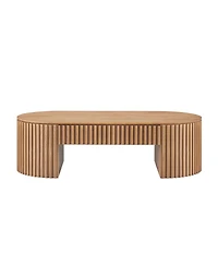 Streamdale Furniture Oval Wood Coffee Table With Drawer - Mid Century Modern Living Room Furniture
