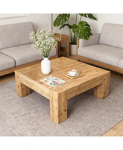 Streamdale Furniture Solid Wood Coffee Table - Nordic/Japanese Wabi-Sabi Style