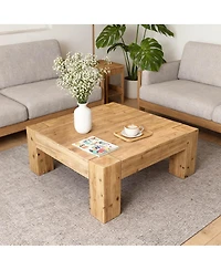 Streamdale Furniture Solid Wood Coffee Table - Nordic/Japanese Wabi-Sabi Style