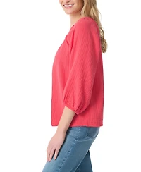 Gloria Vanderbilt Women's Round Neck Peasant-Style Top