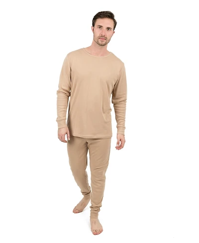 Leveret Men's Matching Family Two Piece Cotton Long Sleeve Shirt and Pants Solid Color Pajamas
