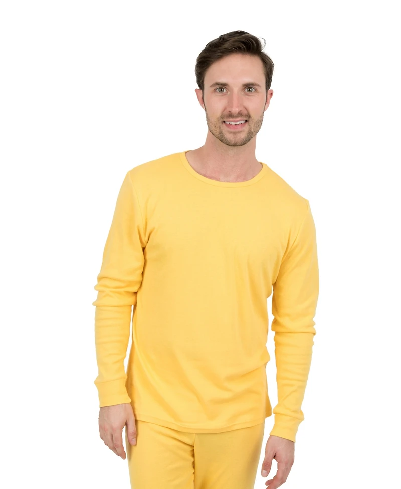 Leveret Mens Matching Family Two Piece Cotton Long Sleeve Shirt and Pants Solid Color Pajamas