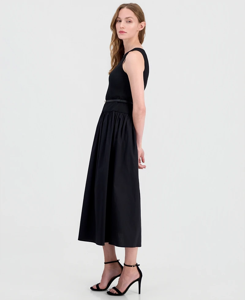 Anne Klein Petite Scoop Neck Drop Waist Midi Dress