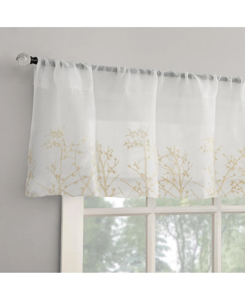 No. 918 Madeira Embroidered Floral Sheer Rod Pocket Kitchen Curtain Tier Pair