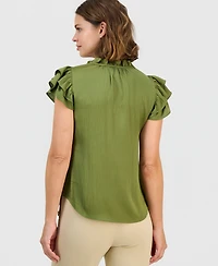 Anne Klein Women's Tie-Neck Ruffle-Sleeve Blouse