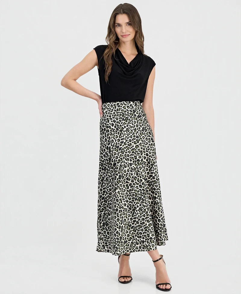 Anne Klein Women's Animal-Print Pull-On Bias Skirt
