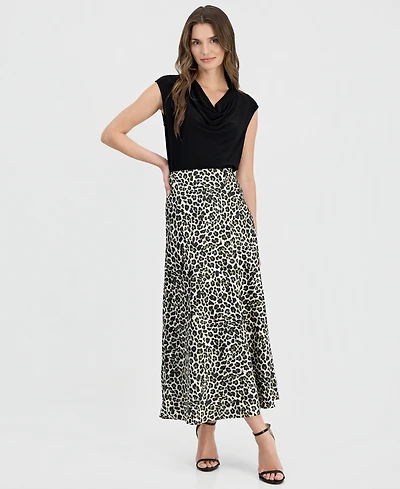Anne Klein Women's Animal-Print Pull-On Bias Skirt