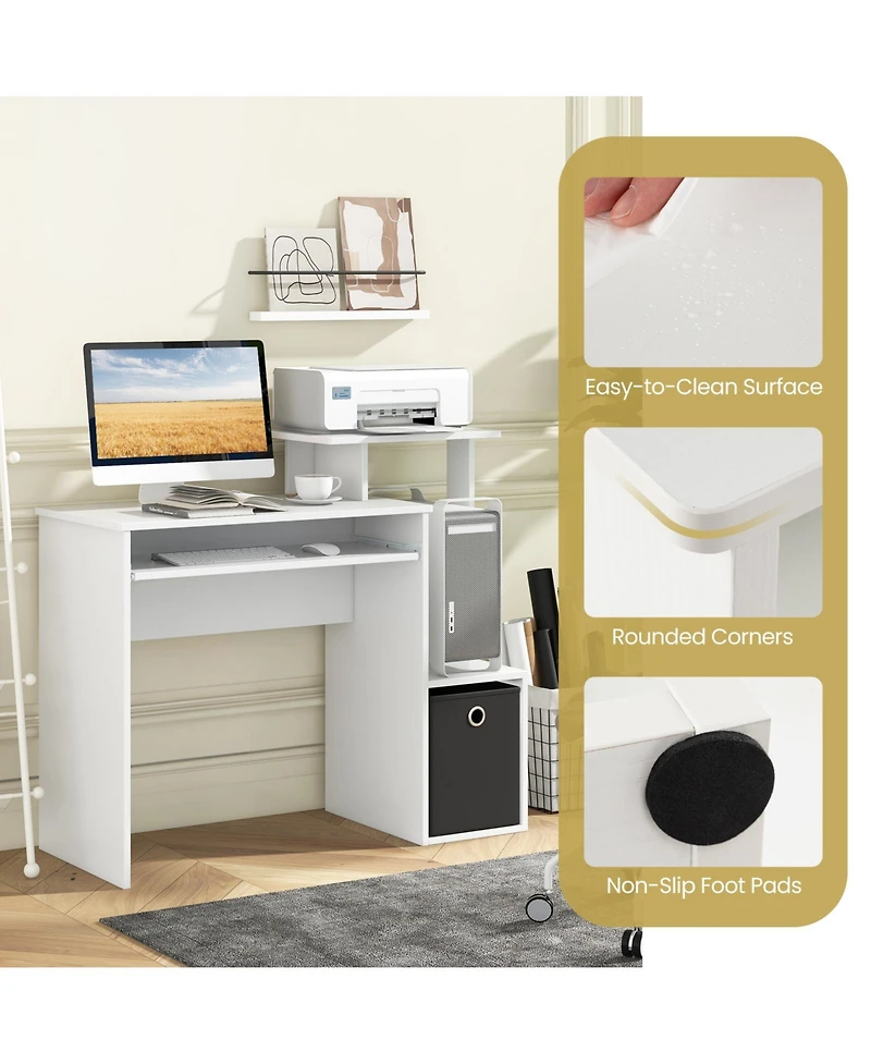Sugift Space-saving Computer Desk with Pull-out Keyboard Tray