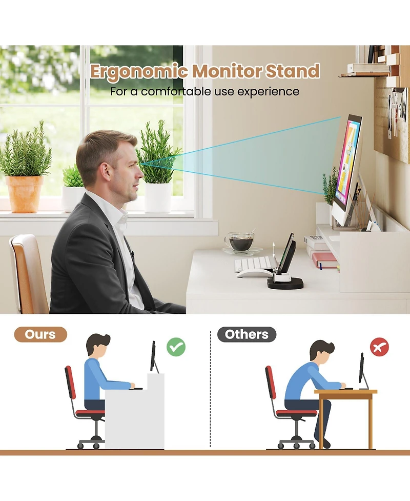 Sugift Computer Desk with Power Outlets and 2 Bookcases