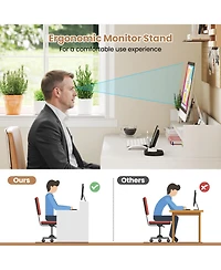 Sugift Computer Desk with Power Outlets and 2 Bookcases