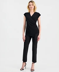 Anne Klein Women's Cap-Sleeve Faux-Wrap Top