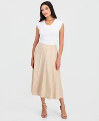 Anne Klein Women's Pull-On Paneled A-Line Midi Skirt