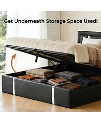Streamdale Furniture Lift Storage Bed With Led Headboard, Usb-c, Hydraulic