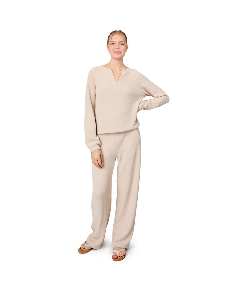 Free Country Women's Ripple Knit Long Wide Leg Pant