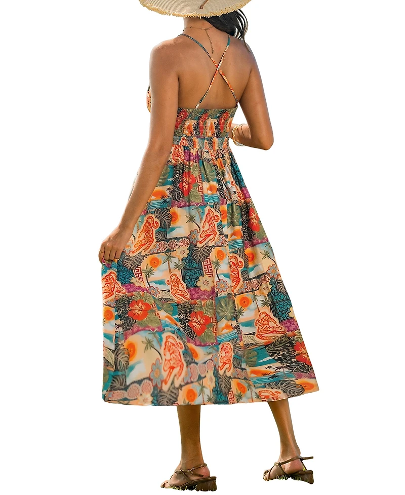 Cupshe Women's Postcard Tropical Midi Beach Dress