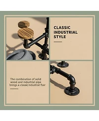 Yigii Hat Display Stand 8 Rustic Burnt Wood Hooks Metal Pipe Countertop for Hats Wigs