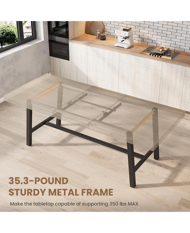 gaomon 63-83" Extendable Dining Table, Industrial Rectangular Dining Room Table for 6-8 People