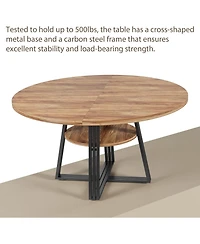 gaomon Round Dining Table for 4-6, 47.2 in Farmhouse Kitchen Table with Storage