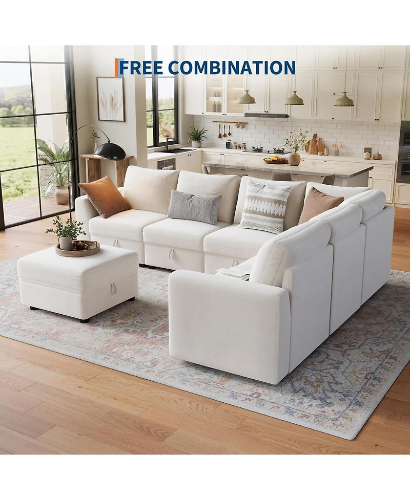 gaomon Sectional Couches for Living Room, Cloud Couch Sectional with Large Storage, l-Shape Modular Sectional Sofa with Ottoman