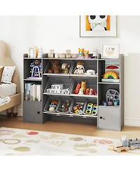 Sugift Kids Toy Storage and Bookshelf with Boxes and Open Shelves
