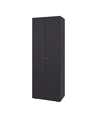 Flynama Armoire 66.9 Inch High 2 Doors 2 Shelves Wengue Bedroom Storage Cabinet with Hanging Rod