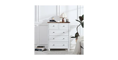 Flynama 5 Drawer Elegant Dresser Storage Cabinet for Closet Home Furniture With Spacious Drawers Easy Assembly