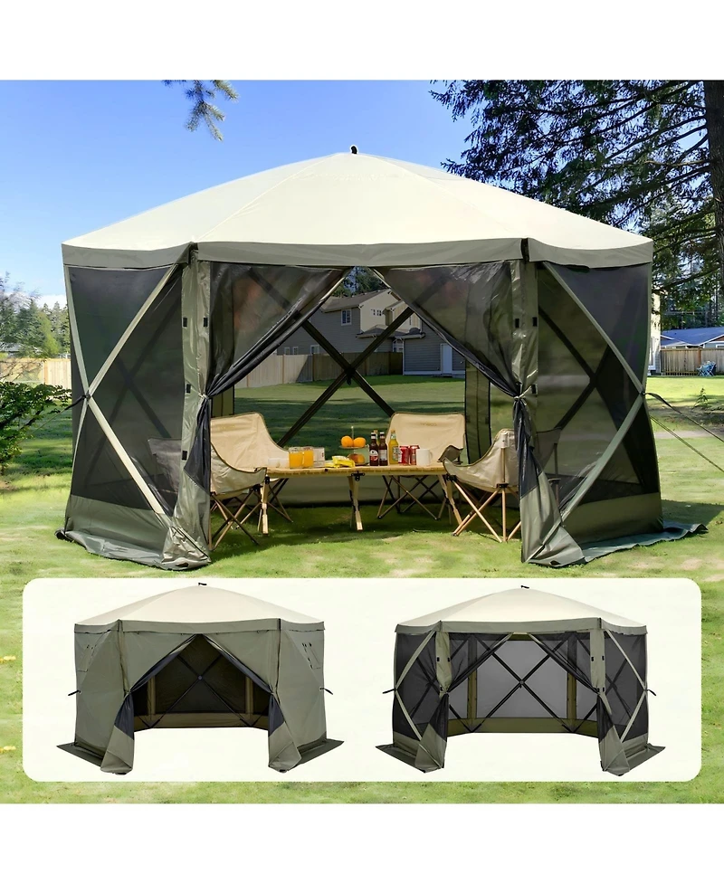Gouun 12 x 12 ft Pop-Up Gazebo Screen Tent with 6 Wind Cloths