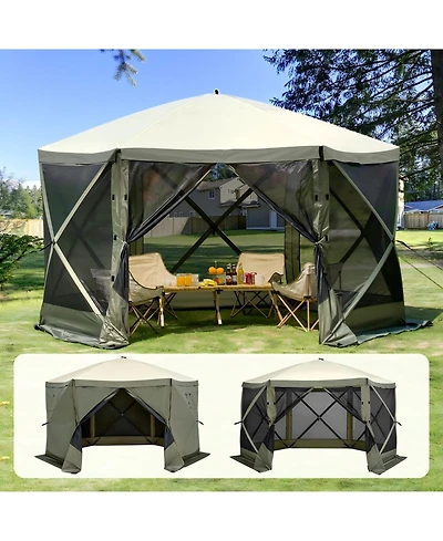 Gouun 12 x 12 ft Pop-Up Gazebo Screen Tent with 6 Wind Cloths