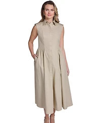 Jessica Howard Petite Sleeveless Collared Shirt Dress