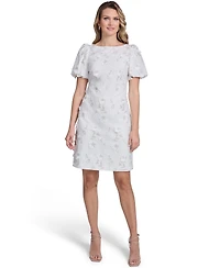 Jessica Howard Petite Bubble-Sleeve Boat Neck Sheath Dress