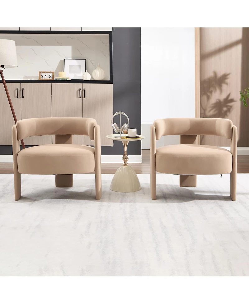 Streamdale Furniture Velvet Mid-Century Accent Chair for Living Room/Bedroom