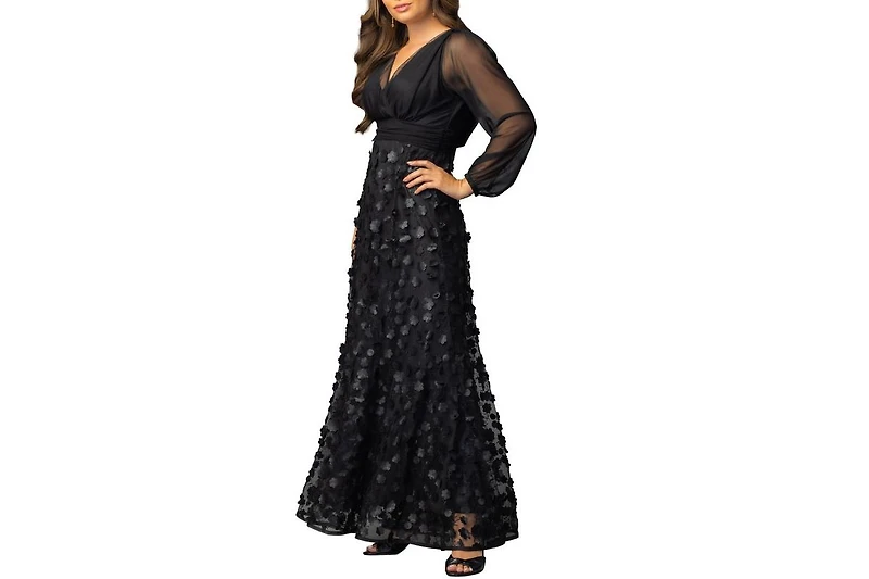 Kiyonna Women's Blossoming Beauty Mesh Evening Gown
