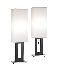 360 Lighting Floating Rectangle Modern Table Lamps 30" Tall Set of 2 Metal Open Frame Fabric Box Shade for Bedroom Living Room Bedside