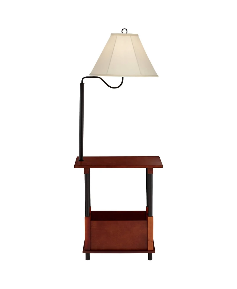 Regency Hill Rustic Farmhouse Floor Lamps with End Table 55" Tall Set of 2