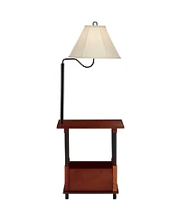 Regency Hill Rustic Farmhouse Floor Lamps with End Table 55" Tall Set of 2