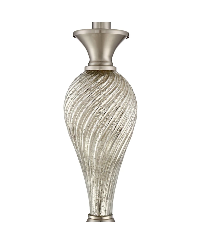 Regency Hill Arden 25" High Twist Modern Table Lamps Set of 2 Brushed Nickel Finish Mercury Glass Shade Living Room