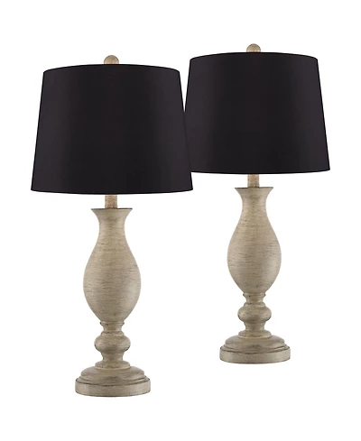 Regency Hill Serena Traditional Country Cottage Table Lamps 27 1/2" Tall Set of 2 Faux Silk Drum Shade for Bedroom Living Room House