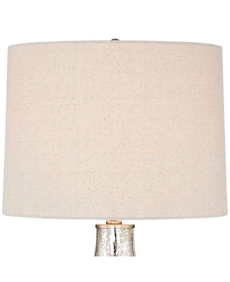 360 Lighting Modern Table Lamp 28" Tall with Usb Charging Port Mercury Glass Drum Shade for Bedroom Living Room Home Bedside Office