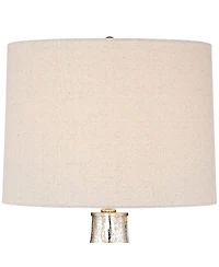 360 Lighting Modern Table Lamp 28" Tall with Usb Charging Port Mercury Glass Drum Shade for Bedroom Living Room Home Bedside Office