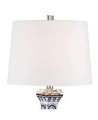 Barnes and Ivy 28" Tall Traditional Table Lamp with Floral Porcelain and Usb Charging Port